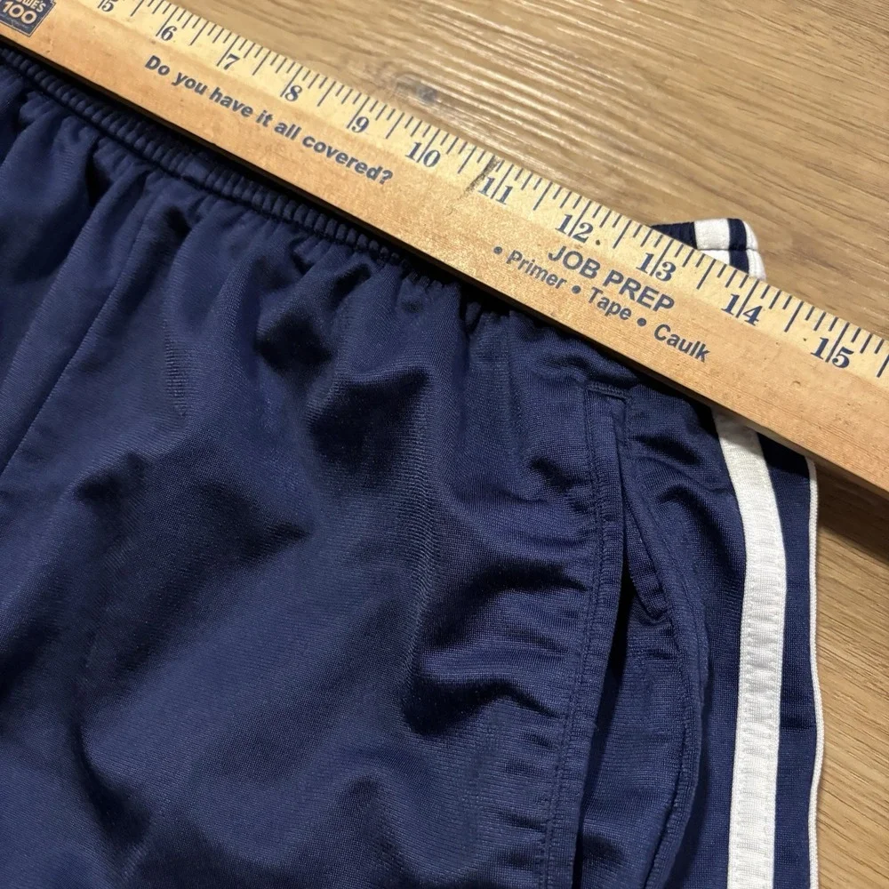 Vintage Adidas Track Pants Mens Large Navy Snap Breakaway 3 Stripe Tearaway Y2K